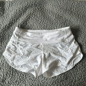 White lulu lemon speed up shorts size 2